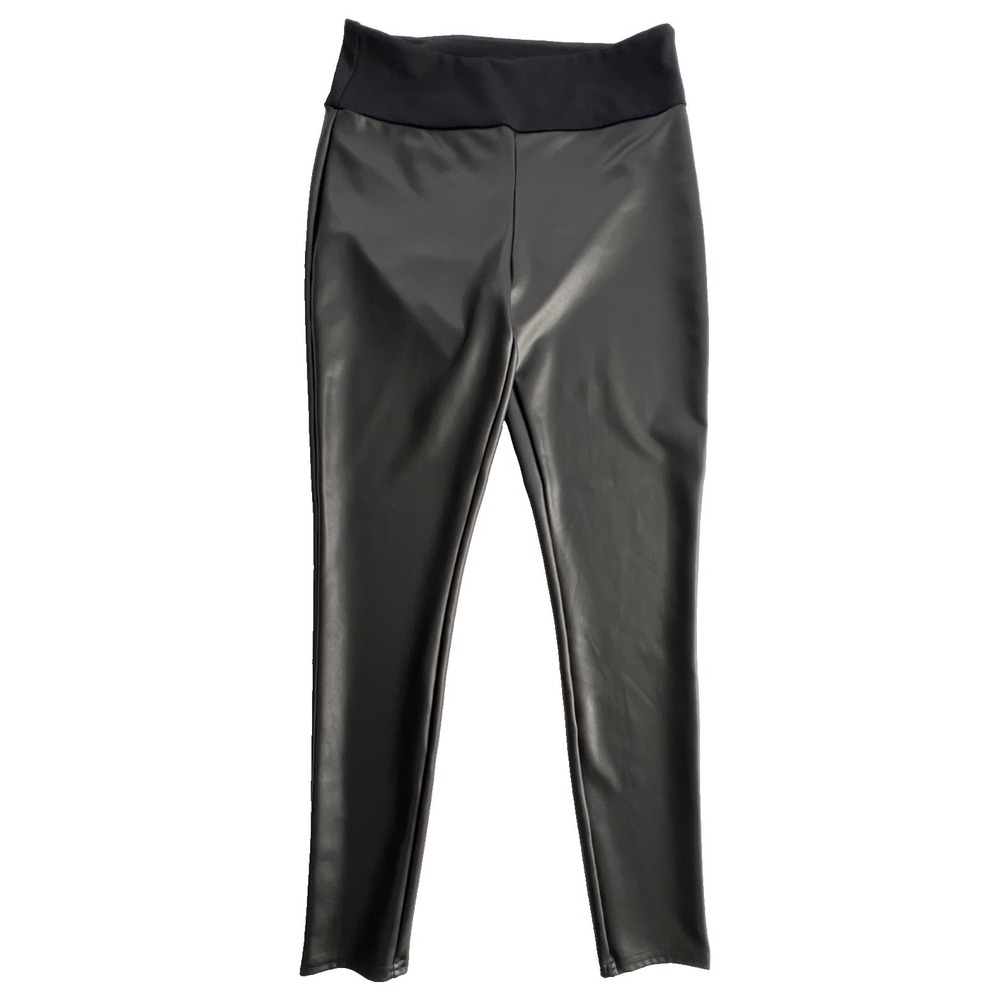 Assets Spanx Leggings Faux Leather Womens 1X Black Shaping Slim Fit 20258R